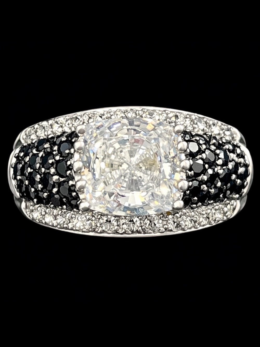 Victoria Wieck vintage black white fancy cut pave set engagement cocktail ring